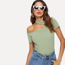 Shein One Shoulder Choker Neck Top
