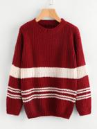 Shein Stripe Pattern Chunky Knit Sweater