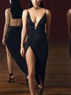 Shein Black Slip Backless Split Maxi Dress