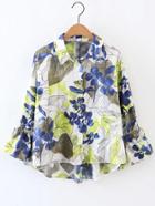 Shein Bell Sleeve Tie Cuff High Low Blouse