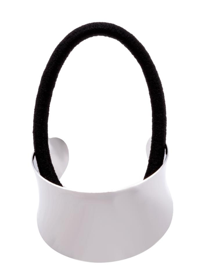 Shein Silver Plated Open Hair Band With Black Hair Tie