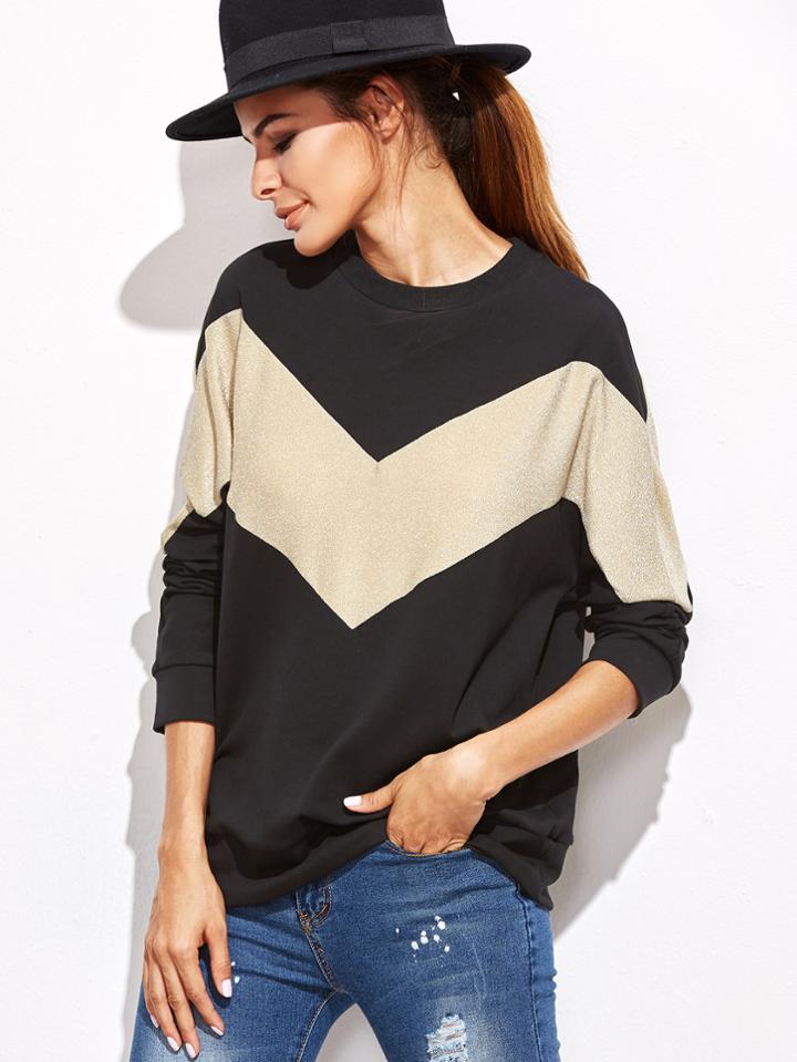 Shein Contrast Chevron Pattern Sweatshirt