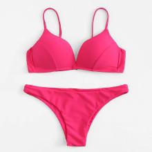Shein Plain Adjustable Straps Bikini Set