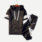 Shein Men Contrast Tape Hooded Top With Shorts