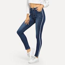 Shein Ribbon Side Faded Wash Jeans