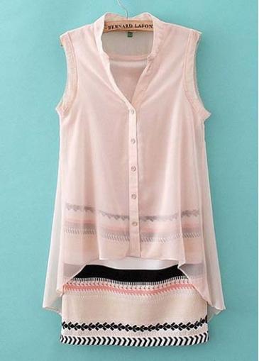Rosewe Star Style Mandarin Collar Sleeveless Straight Dress For Summer