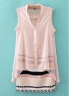 Rosewe Star Style Mandarin Collar Sleeveless Straight Dress For Summer