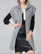 Shein Grey Short Sleeve Long Sweater Coat