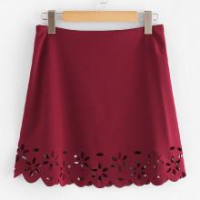 Shein Zip Side Laser Cut Hem Skirt