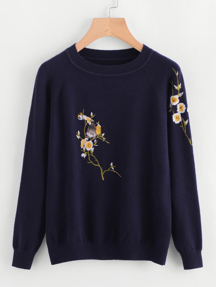 Shein Floral Embroidered Sweater