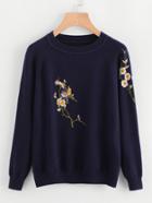 Shein Floral Embroidered Sweater