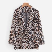 Shein Leopard Print Cuffed Blazer