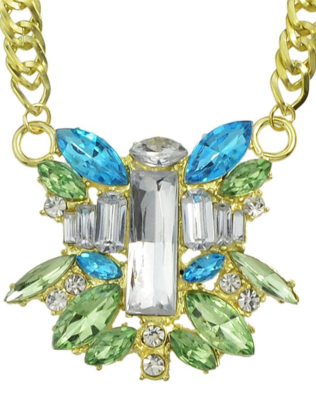 Shein Green Flower Stone Pendant Necklace