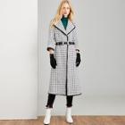 Shein Button Front Waterfall Neck Plaid Coat