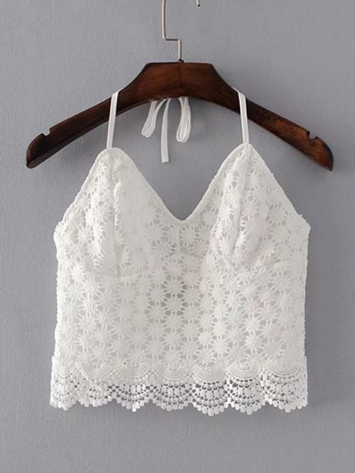 Shein Halterneck Lace Top