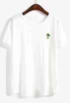 Shein Pineapple Embroidered Loose T-shirt