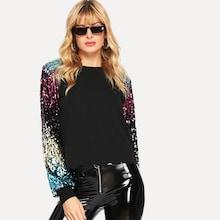 Shein Contrast Sequin Sweatshirt