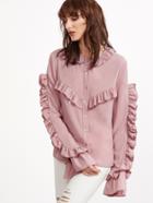Shein Button Up Frill Detail Blouse