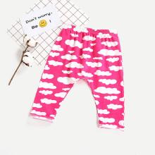 Shein Girls Cloud Print Elastic Waist Pants