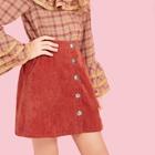Shein Girls Waist Elastic Button Solid Skirt