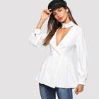 Shein Choker Neck Ruffle Hem Surplice Wrap Blazer