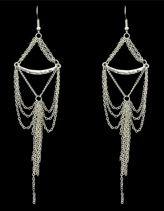 Shein Silver Long Drop Earrings