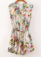 Rosewe Attractive Sleeveless V Neck Printed Rompers For Summer