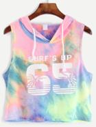 Shein Multicolor Pastel Tie Dye Varsity Hooded Top