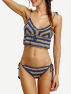 Shein Striped Crochet Bikini Set