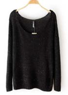 Rosewe Autumn Essential Knitting Wool Round Neck Sweaters Black