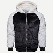 Shein Men Color-block Hooded Teddy Jacket