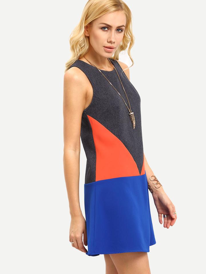 Shein Colorblock Sleeveless Shift Dress