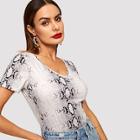 Shein V Neck Snake Print Tee