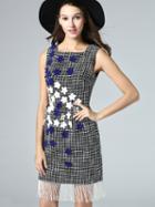 Shein Black Boat Neck Sleeveless Art Deco Tassel Dress