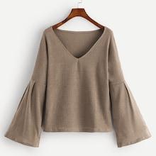 Shein V-neck Flounce Sleeve Sweater