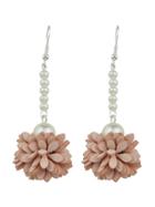 Shein Pink Color Imitation Pearl Flower Danling Earrings
