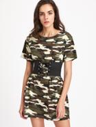 Shein Corset Belt Camo Tee Dress