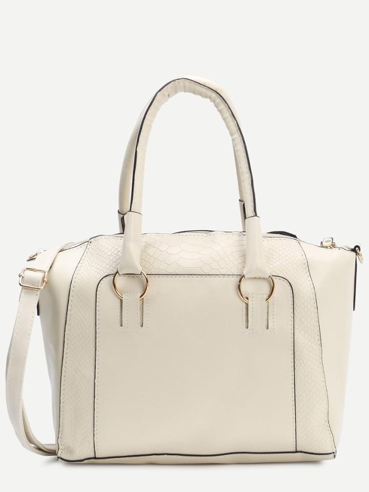 Shein Beige Crocodile Embossed Pu Bag