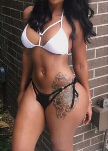 Rosewe Black And White Halter Bikini Set