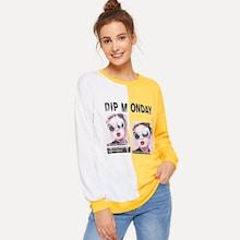 Shein Two Tone Graphic Sweatshirt