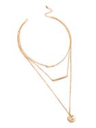 Shein Sequin And Bar Pendant Plated Layered Necklace