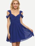 Shein Royal Blue Backless Cold Shoulder Dress