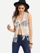 Shein White Tie Tassel Tank Top