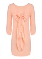 Rosewe Pink Bowtie Embellished Chiffon Straight Dress