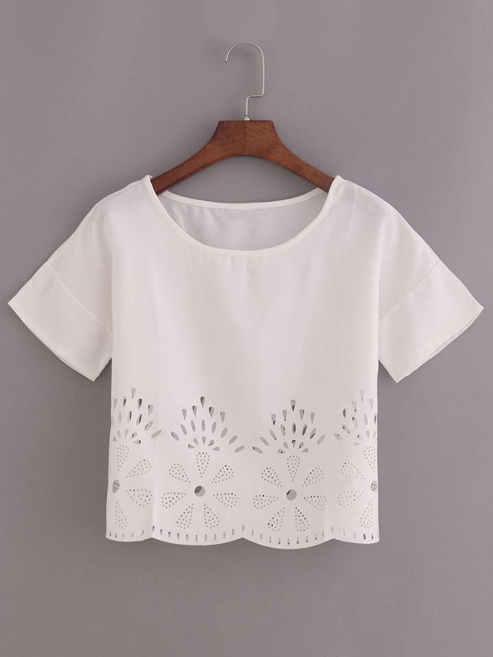 Shein Laser-cut Loose Fit Top