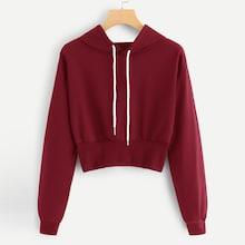 Shein Solid Drawstring Detail Hoodie