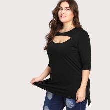 Shein Plus Cut Out Front Split Side Tee