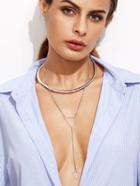 Shein Silver Layered Geometric Hollow Out Choker Necklace