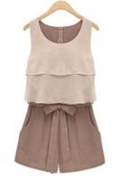 Rosewe Summer Essential Round Neck Color Blocking Rompers For Lady