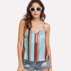 Shein O-ring Zip Front Striped Cami Top